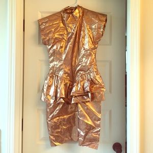 Fabulous, vintage, metallic peplum dress!