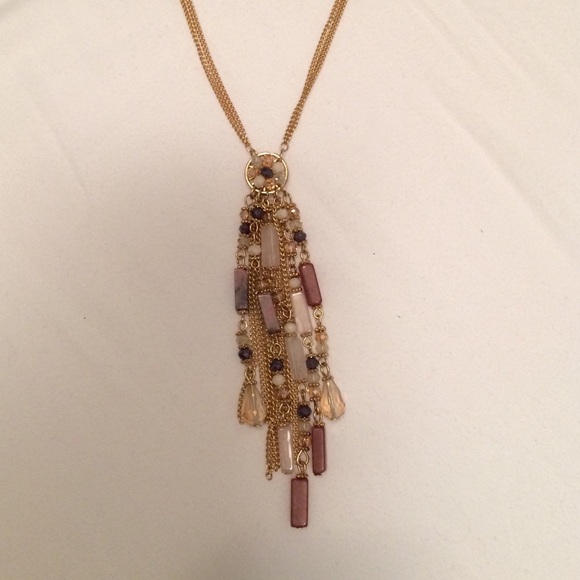 ❤️sold❤️Gold Beaded Tassel Necklace - Picture 3 of 4