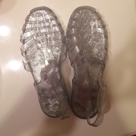 CLEAR sparkle jellies / jelly shoes / sandals SZ9
