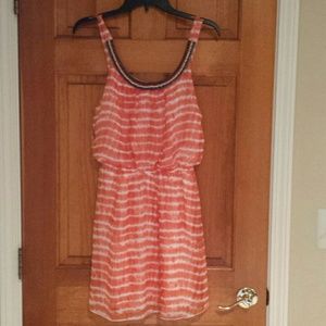 ORANGE AND WHITE SUN DRESS