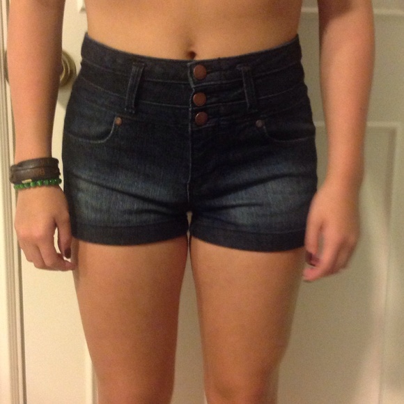 Dark wash high waisted shorts