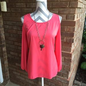 Size Medium Pink Ya LA Top with Cut Out Shoulders