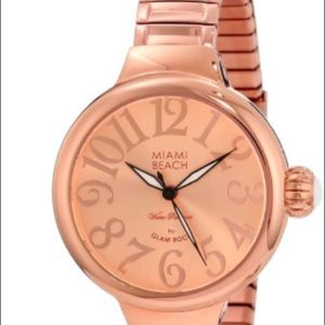 Glam Rock Miami Beach Art Deco Rose Gold Watch NWT