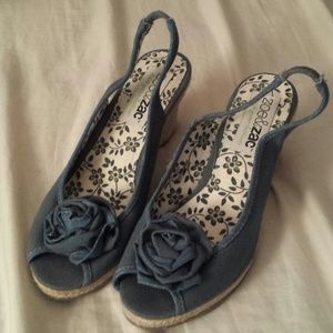 Cute blue flower platform sandles