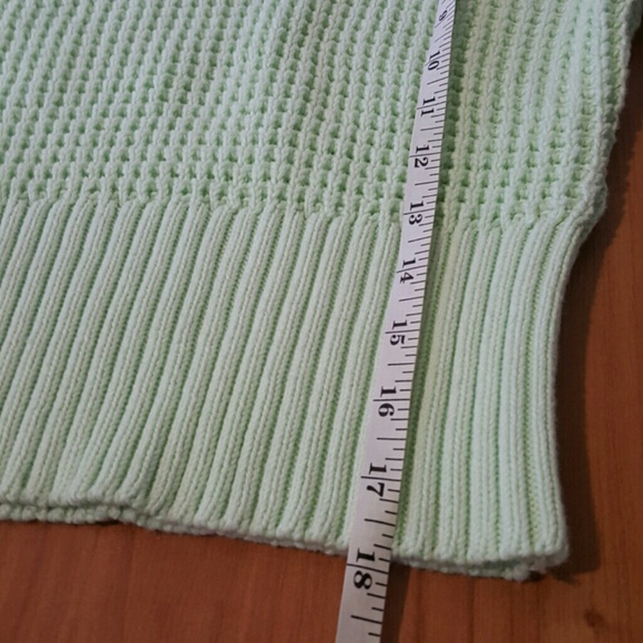 Bar III Waffle Knit Mint Crop Sweater - Picture 3 of 3