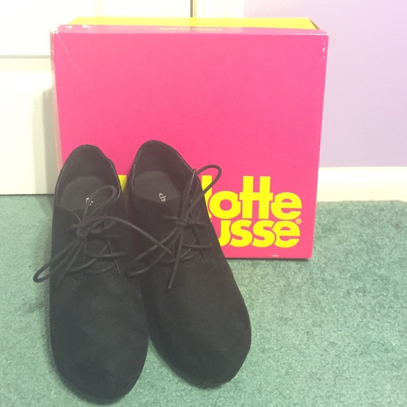 Laced Black Wedge Booties