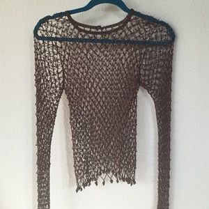 Vintaged knit w beads see through shirt