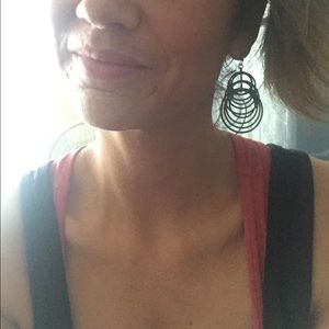 Lia Sophia dark grey dangle hoop earrings