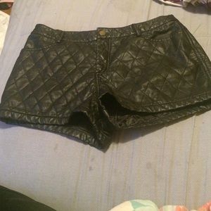 Black leather shorts