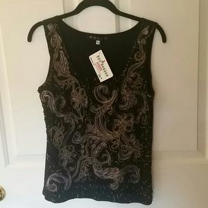 NWT Large artisan multi-textured stretch tank