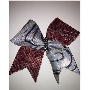red and silver cheer bow