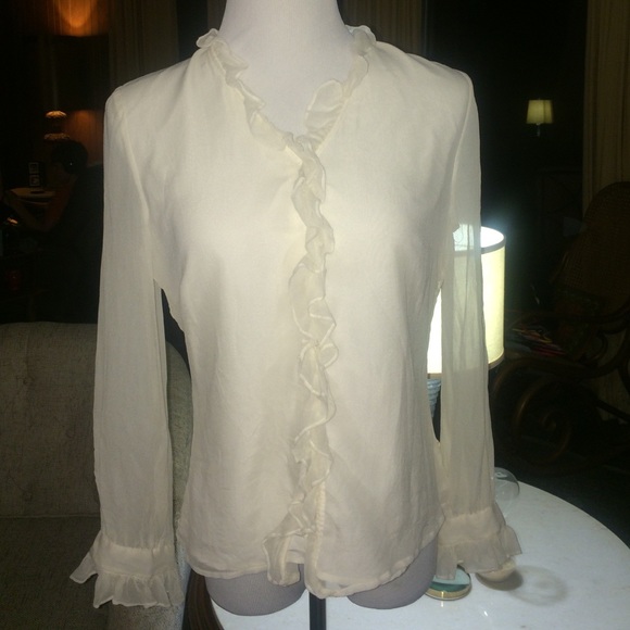 SILK LAURA ASHLEY ROMANTIC SHEER BLOUSE LS
