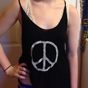 🚀SOLD🚀Brandy Melville peace sign tank top