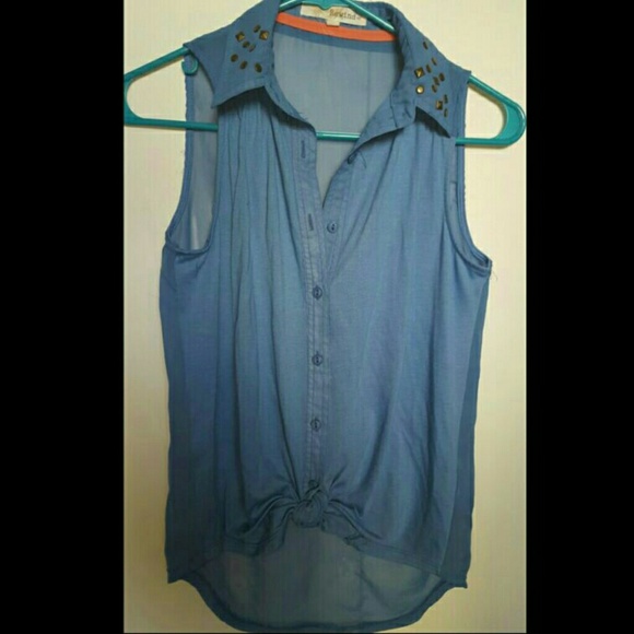 Light Button-down Blue Tied Top