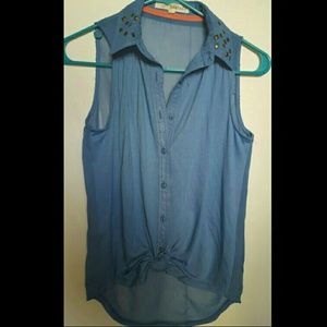 Light Button-down Blue Tied Top