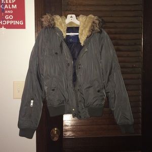 Olive green AE  fur hood Winter jacket