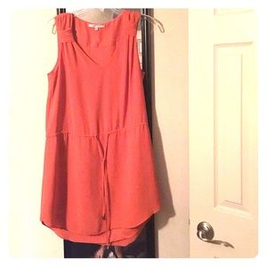 Orange dress with tie in middle of dress