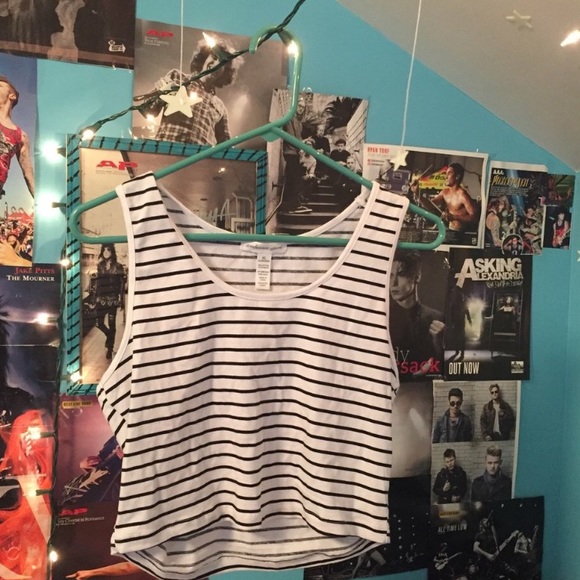 cropped striped halter / tank crop top