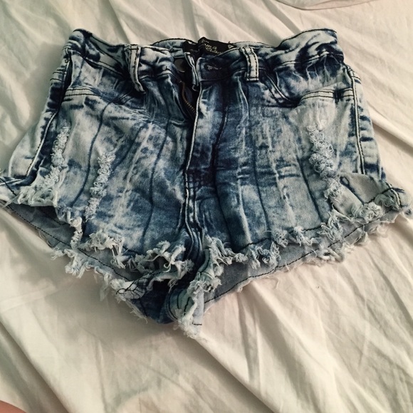 acid wash high waisted shorts