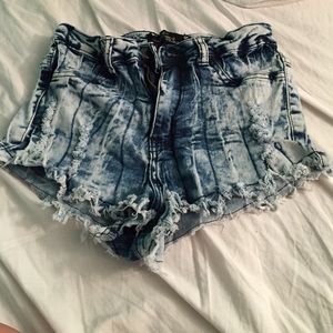 acid wash high waisted shorts