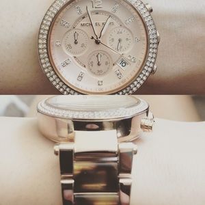 PARKER ROSE GOLD-TONE TORTOISE ACETATE WATCH