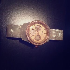 Fossil Rose Gold & Pearl Enamel Watch