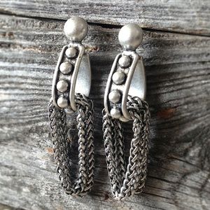 Dudine Durango Studded & Chain Earrings in Silver