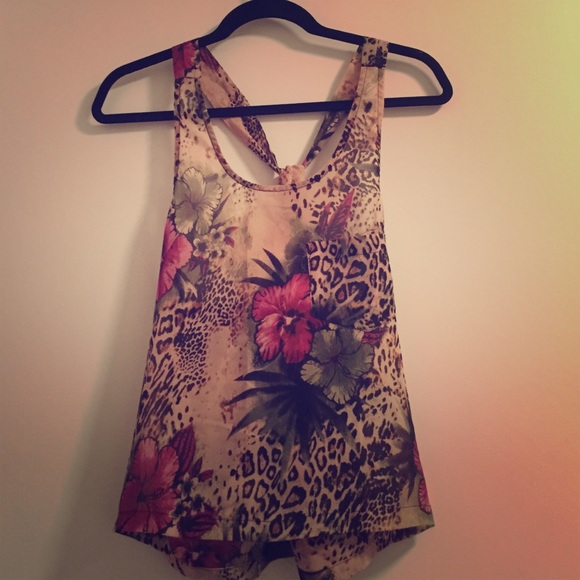 Printed silk tank top
