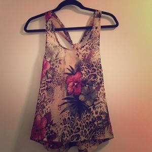 Printed silk tank top