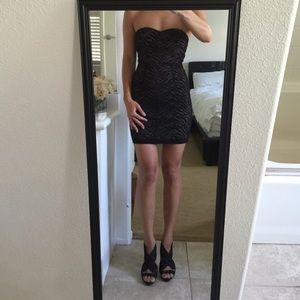 Black / nude lace tube dress
