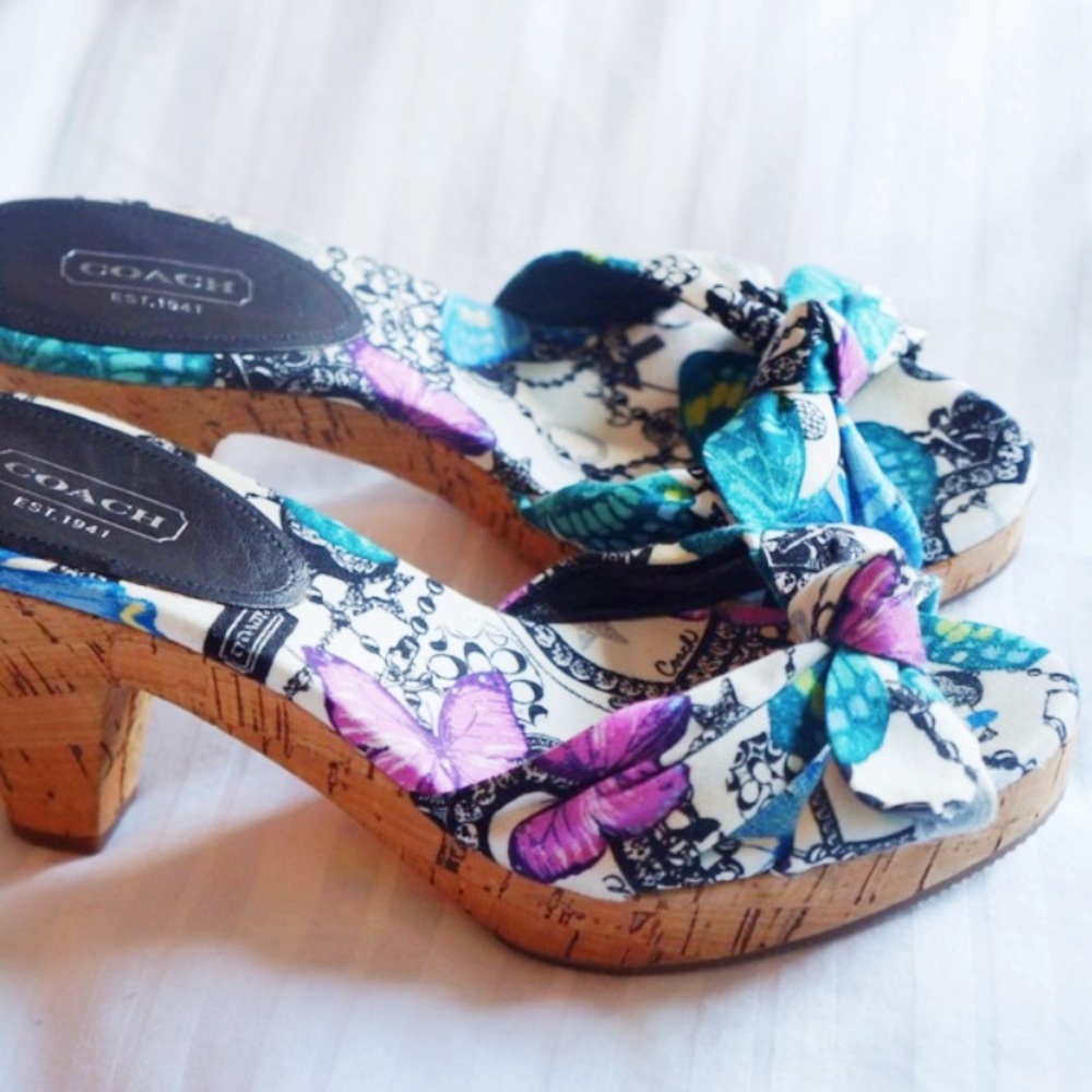 COACH Cloth Patterned Wedges