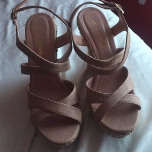 Nude pink strappy wedges