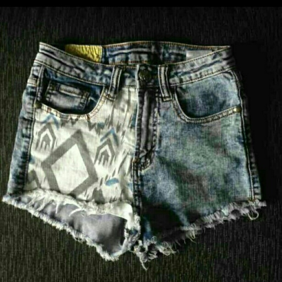 Tribal Aztec High-Waisted Jean Shorts