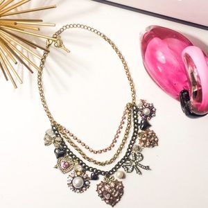 Betsey Johnson black gold & pink necklace