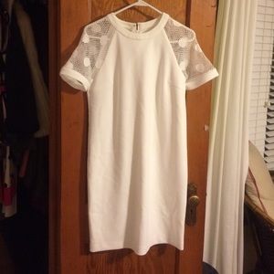 *NWT* White Mesh Dress with Polka Dot Sleeves