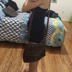 Super cute shoulder or tote bag, dark brown