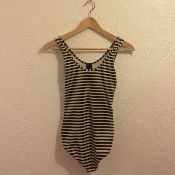 American Apparel striped zipper-front bodysuit