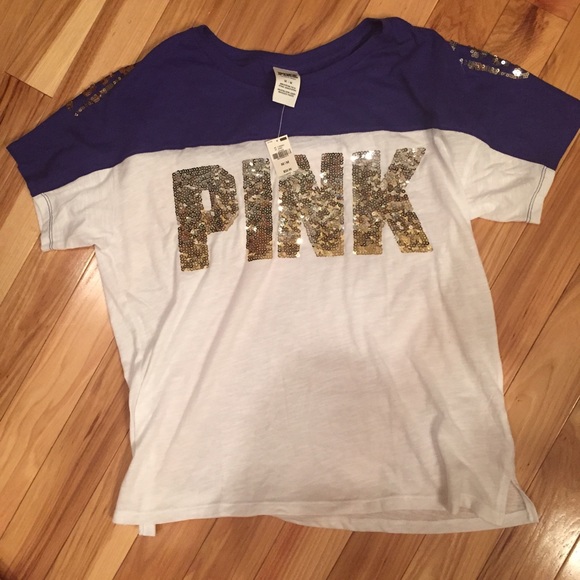 Cute Navy and white Pink sequenced top