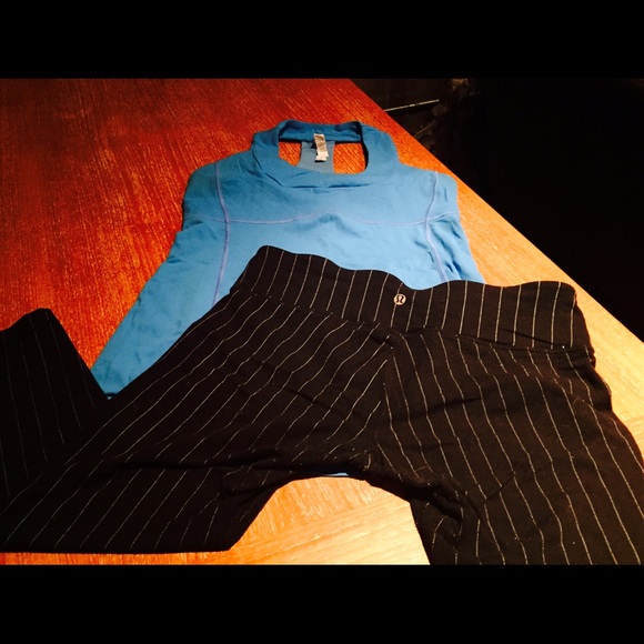 Lululemon black with white stripes Capri