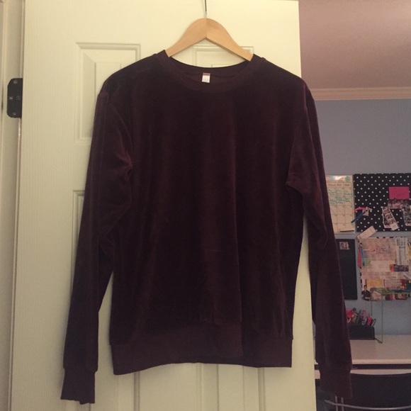 American Apparel Sweaters - American Apparel Unisex Burgandy Velvet Sweatshirt