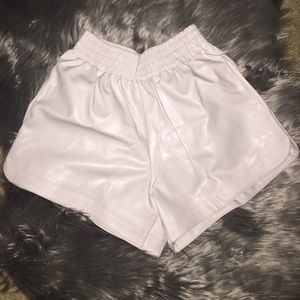 Leather high waisted shorts