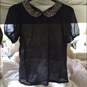 Mesh top w. gold collar