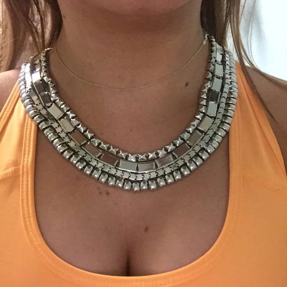 Silver bib necklace