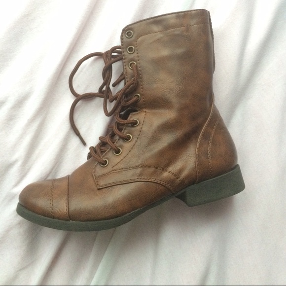 Brown combat boots