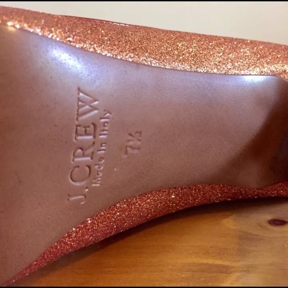J Crew 7.5 Mona Copper Bronze Glitter Pumps Heels - Picture 4 of 4