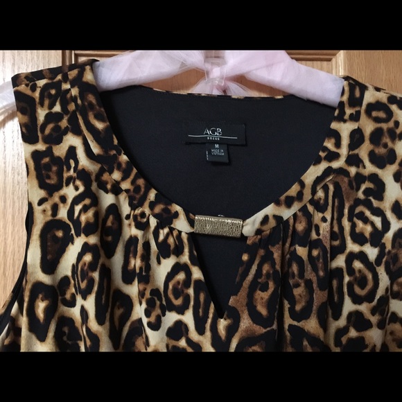 AGB Sleeveless Leopard Print Summer Dress