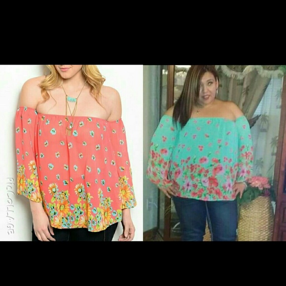Coral off shoulder top