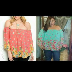 Coral off shoulder top