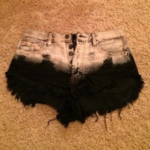 ombré shorts. grey into a dark blue/black color