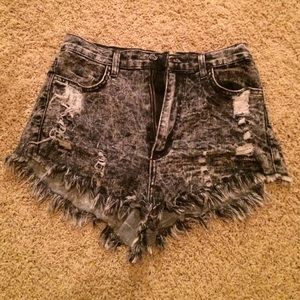 acid wash high waisted shorts